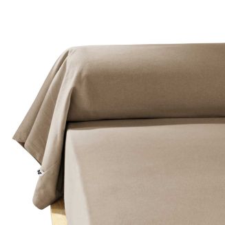 Taie de traversin 43x185cm en flanelle de coton coloris Ficelle - HEDDA