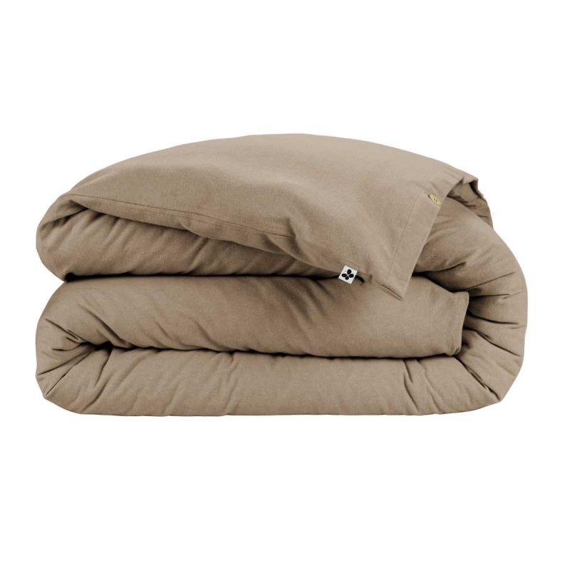 Housse de couette 260x240 cmen flanelle de coton coloris Ficelle - HEDDA