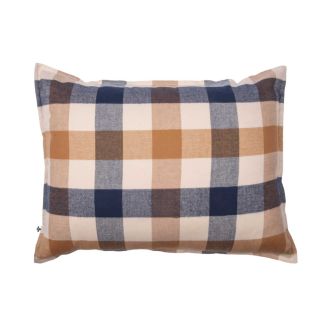 Taie d'oreiller 50x70cm en flanelle de coton à carreaux beige - BASTIEN