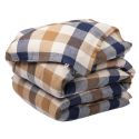 Housse de couette 260x240cmen flanelle de coton à carreaux beige - BASTIEN