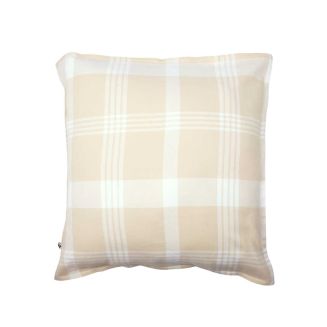 Taie d'oreiller 63x63cm en flanelle de coton à carreaux marron et bleu - HILDAS