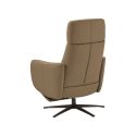 Fauteuil relax électrique pivotant avec têtière manuelle tout cuir marron clair - REANE