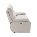Canapé relax électrique 3 places tissu polyester gris clair - MIGUEL