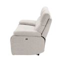 Canapé relax électrique 3 places tissu polyester gris clair - MIGUEL
