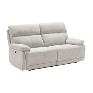 Canapé relax électrique 2,5 places tissu polyester gris clair - MIGUEL