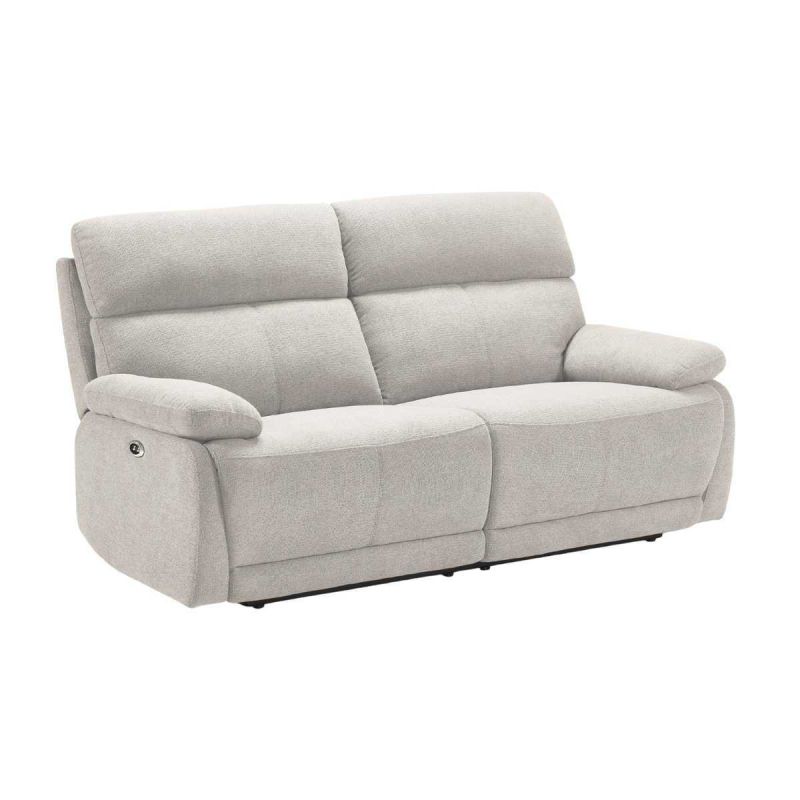 Canapé relax électrique 2,5 places tissu polyester gris clair - MIGUEL