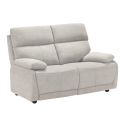 Canapé fixe 2 places tissu polyester gris clair - MIGUEL