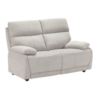 Canapé fixe 2 places tissu polyester gris clair - MIGUEL