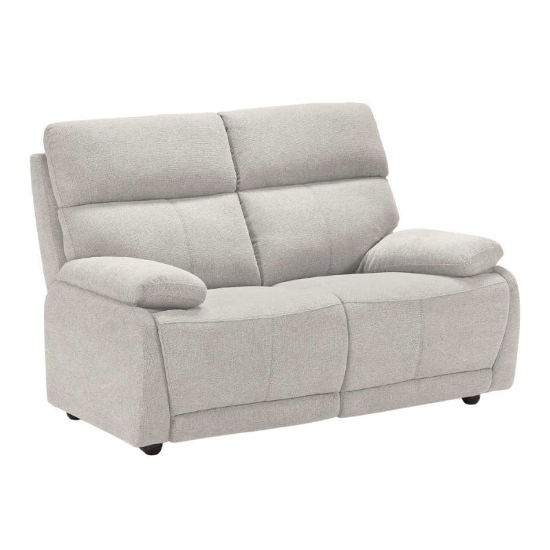 Canapé fixe 2 places tissu polyester gris clair - MIGUEL