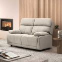 Canapé fixe 2 places tissu polyester gris clair - MIGUEL