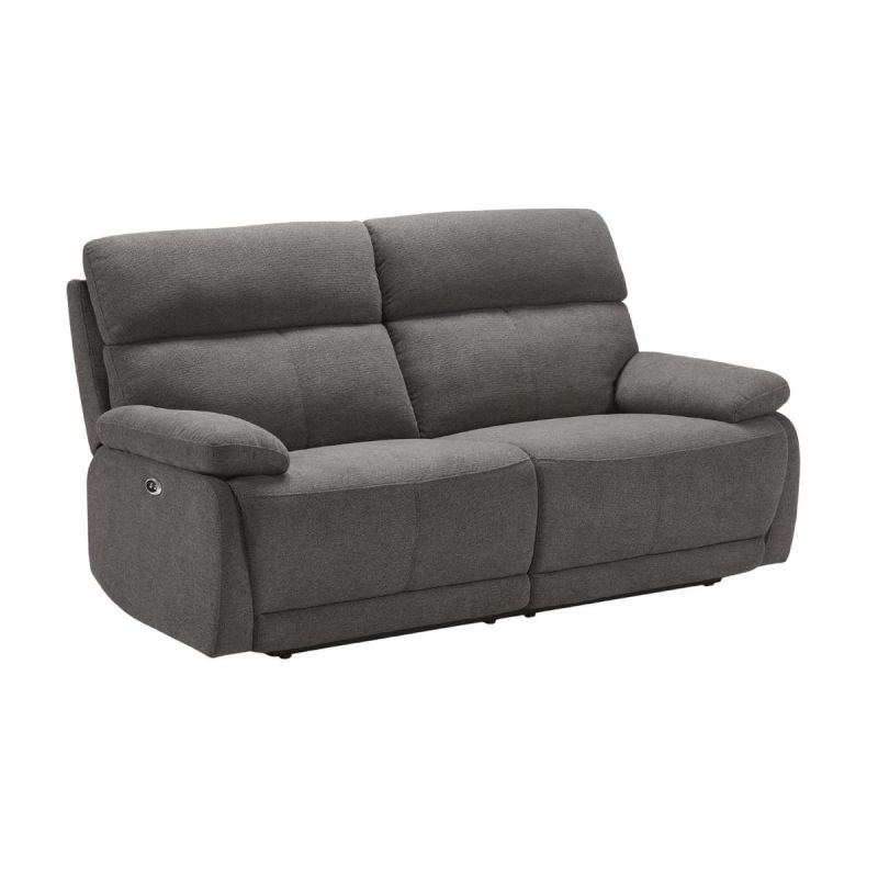 Canapé relax électrique 2,5 places tissu polyester gris foncé - MIGUEL