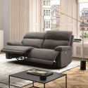 Canapé relax électrique 2,5 places tissu polyester gris foncé - MIGUEL