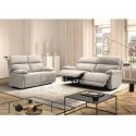 Ensemble Canapé relax électrique 2,5pl + canapé fixe tissu polyester gris clair - MIGUEL