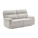 Ensemble Canapé relax électrique 2,5pl + canapé fixe tissu polyester gris clair - MIGUEL