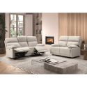 Ensemble Canapé relax électrique 3pl + canapé fixe tissu polyester gris clair - MIGUEL