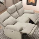 Ensemble Canapé relax électrique 3pl + canapé fixe tissu polyester gris clair - MIGUEL