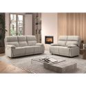 Ensemble Canapé relax électrique 3pl + canapé fixe tissu polyester gris clair - MIGUEL