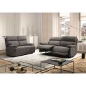 Ensemble Canapé relax électrique 2,5pl + canapé fixe tissu polyester gris foncé - MIGUEL