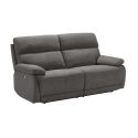 Ensemble Canapé relax électrique 2,5pl + canapé fixe tissu polyester gris foncé - MIGUEL