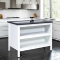 Ilot de Cuisine Blanc et Plateau Anthracite - KENNY