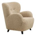 Fauteuil lounge vintage en tissu bouclette beige foncé- YOLAN
