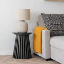 Table d'appoint Ronde Pied Central Relief MDF Placage Chêne noir - DUBLIN
