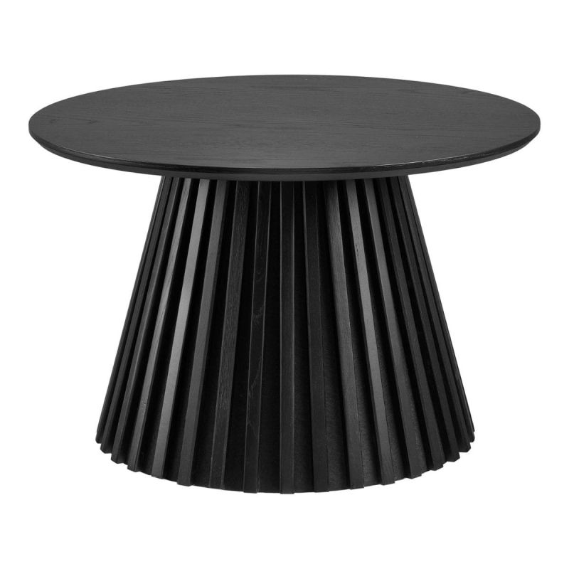 Table basse Ronde Pied Central Relief MDF Placage Chêne noir - DUBLIN