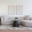 Table basse Ronde Pied Central Relief MDF Placage Chêne noir - DUBLIN