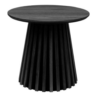 Bout de canapé Rond Pied Central Relief MDF Placage Chêne noir - DUBLIN