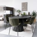 Table Extensible Ronde Pied Central Relief MDF Placage Chêne noir - DUBLIN