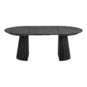 Table Extensible Ronde Pied Central Relief MDF Placage Chêne noir - DUBLIN