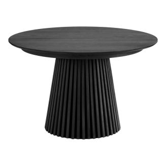 Table Extensible Ronde Pied Central Relief MDF Placage Chêne noir - DUBLIN