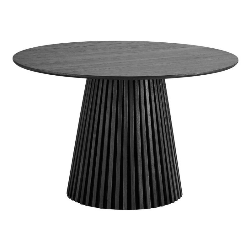 Table repas ronde Ø120cm Pied Central Relief MDF Placage Chêne noir - DUBLIN Table repas ronde Ø120cm Pied Central Relief MDF Placage Chêne noir - DUBLIN