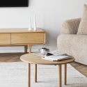 Table basse ronde Ø70cm plateau et pieds en chêne naturel - JOSETTE