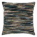 Coussin Déco Carré Recto Rayé Lainage multicolore et Verso Noir - AMYRA
