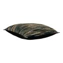 Coussin Déco Carré Recto Rayé Lainage multicolore et Verso Noir - AMYRA