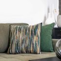 Coussin Déco Carré Recto Rayé Lainage multicolore et Verso Noir - AMYRA