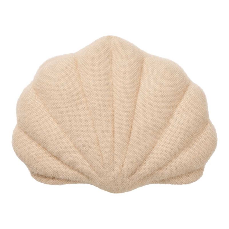 Coussin Déco Forme coquillage tissu Bouclettes Beige - ONDINE