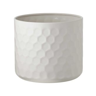 Cache-pot rond en Métal blanc martelé - MARCIA