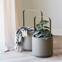Lot de 2 Cache-Pots ronds sur Pieds en Métal Taupe - MERYL