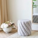 Pouf Rond Ø38cm en Tissu Bouclé torsadé gris - YONA