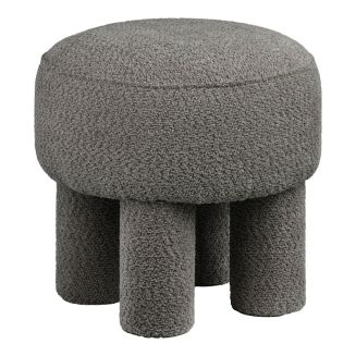 Pouf design 4 pieds en Tissu Bouclé gris - MADELON