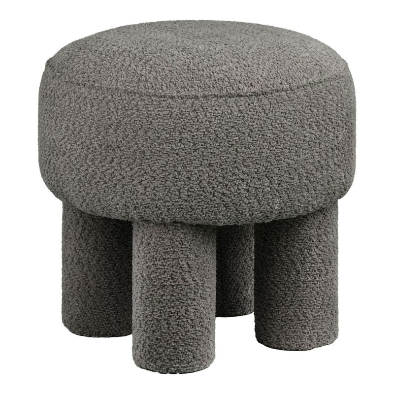 Pouf design 4 pieds en Tissu Bouclé gris - MADELON Pouf design 4 pieds en Tissu Bouclé gris - MADELON