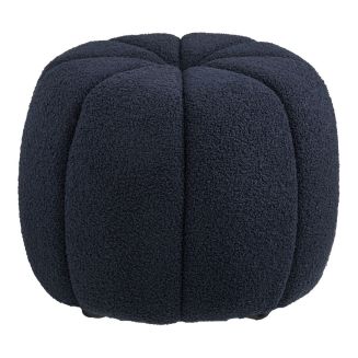 Pouf Rond en Tissu Bouclé bleu marine Pieds MDF - PUMBA