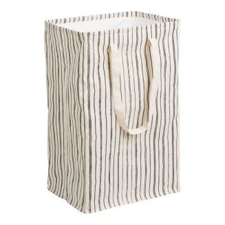 Sac à Linge en Tissu gris et beige rayé - BERYL
