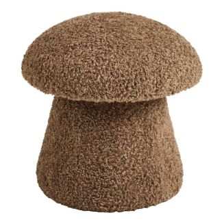 Pouf en tissu bouclette marron forme champignon - BAHO