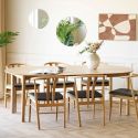 Table repas extensible Ø120cm en MDF et chêne naturel - YANICK