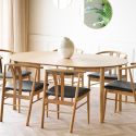 Table repas extensible Ø120cm en MDF et chêne naturel - YANICK