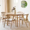 Table repas extensible Ø120cm en MDF et chêne naturel - YANICK
