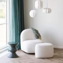Fauteuil tissu velours texturé blanc pivotant - JOANY